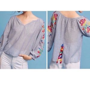 Anthropologie Embroidered Soleil Top Floreat NWOT